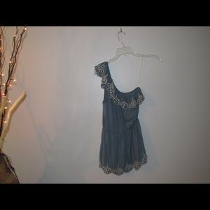 One shoulder floral blouse